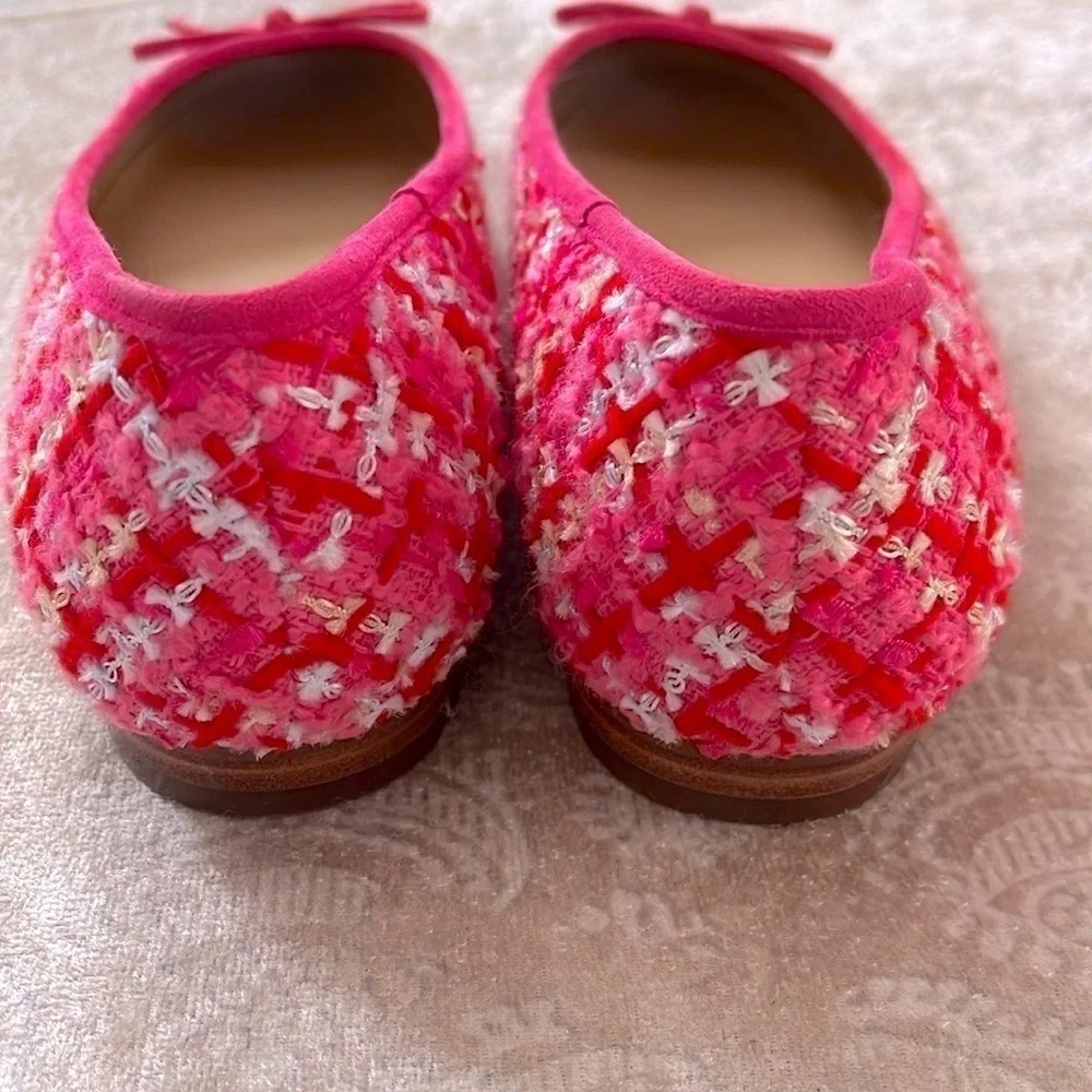 Brand New Ann Taylor Pink Tweed Ballet Flats Bow 1/2
